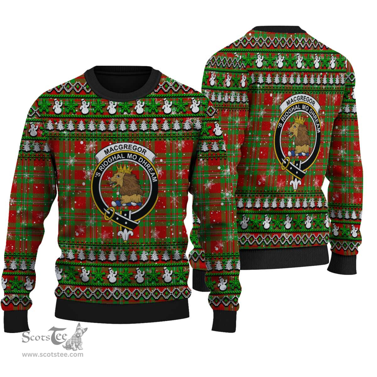 Scottish MacGregor Modern Clan Crest Tartan Ugly Christmas Sweater - Plaid Family Ugly Sweater Scottish Plaid Tartan Plaid - ScotsTee - scotstee.com