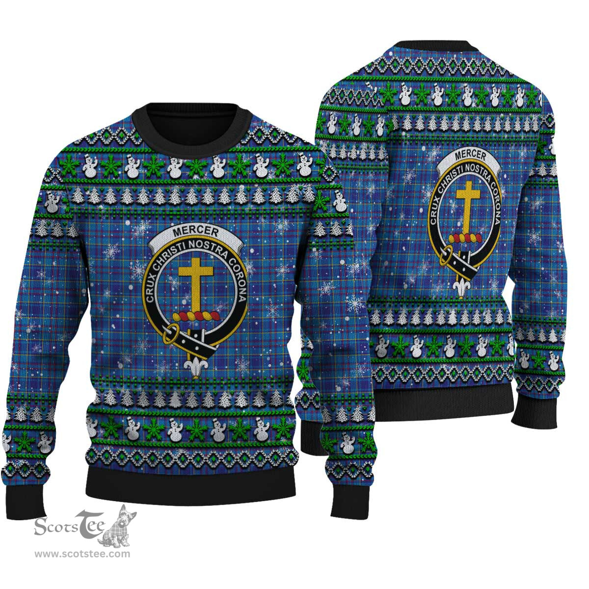 Scottish Mercer Modern Clan Crest Tartan Ugly Christmas Sweater - Plaid Family Ugly Sweater Scottish Plaid Tartan Plaid - ScotsTee - scotstee.com