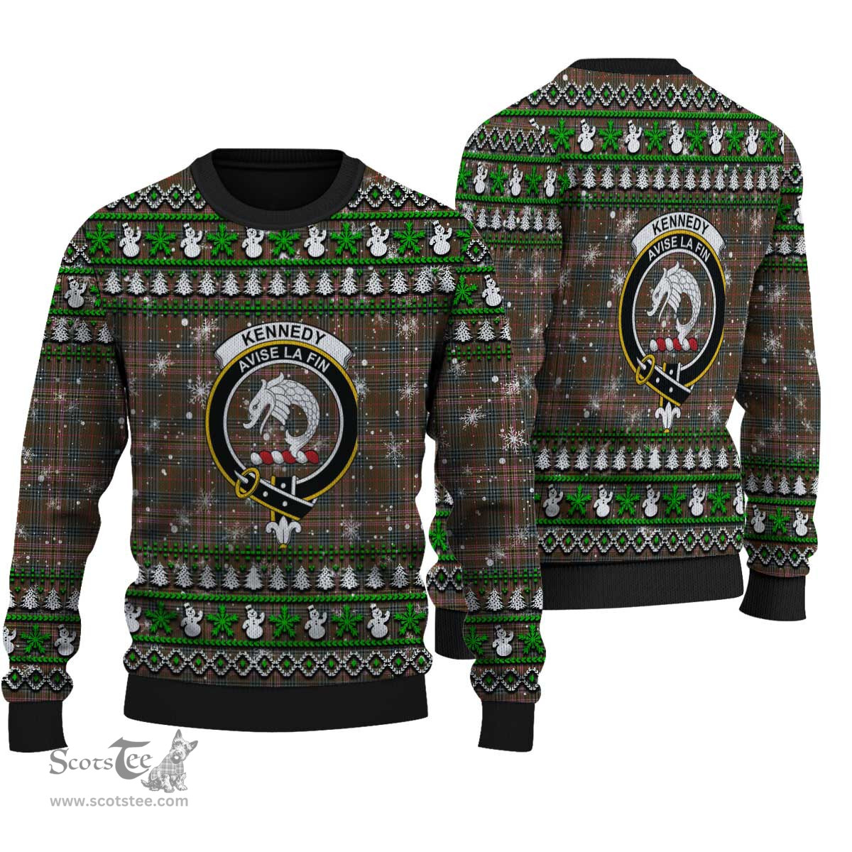 Scottish Kennedy Weathered Clan Crest Tartan Ugly Christmas Sweater - Plaid Family Ugly Sweater Scottish Plaid Tartan Plaid - ScotsTee - scotstee.com