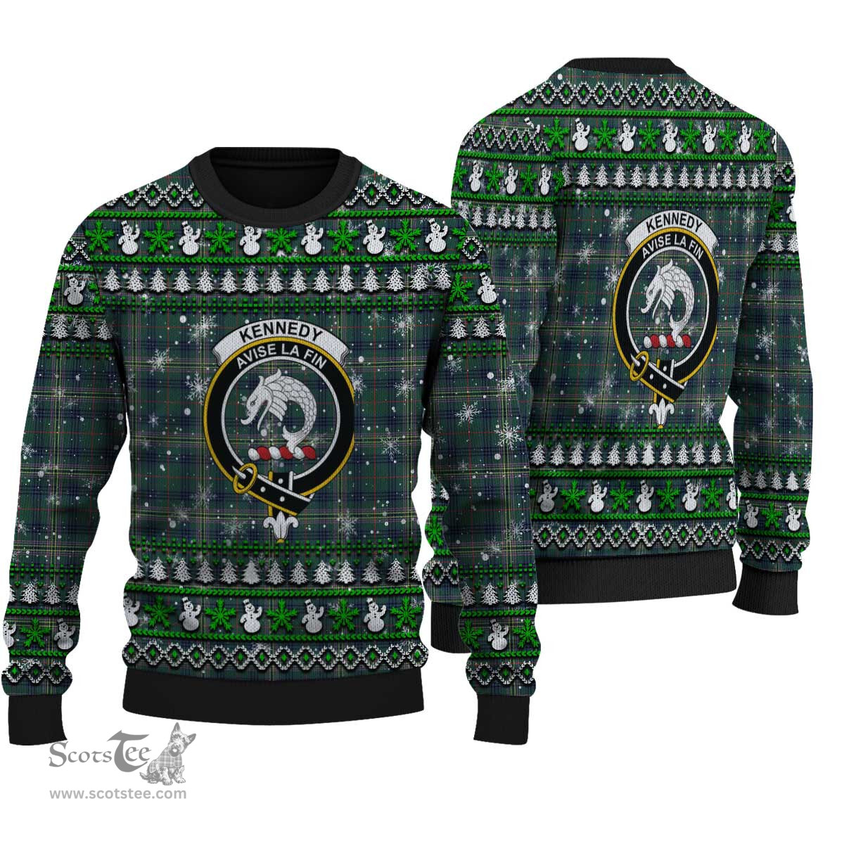 Scottish Kennedy Modern Clan Crest Tartan Ugly Christmas Sweater - Plaid Family Ugly Sweater Scottish Plaid Tartan Plaid - ScotsTee - scotstee.com