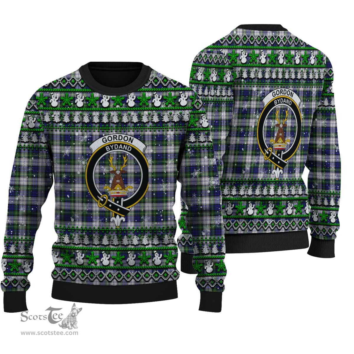 Scottish Gordon Dress Modern Clan Crest Tartan Ugly Christmas Sweater - Plaid Family Ugly Sweater Scottish Plaid Tartan Plaid - ScotsTee - scotstee.com