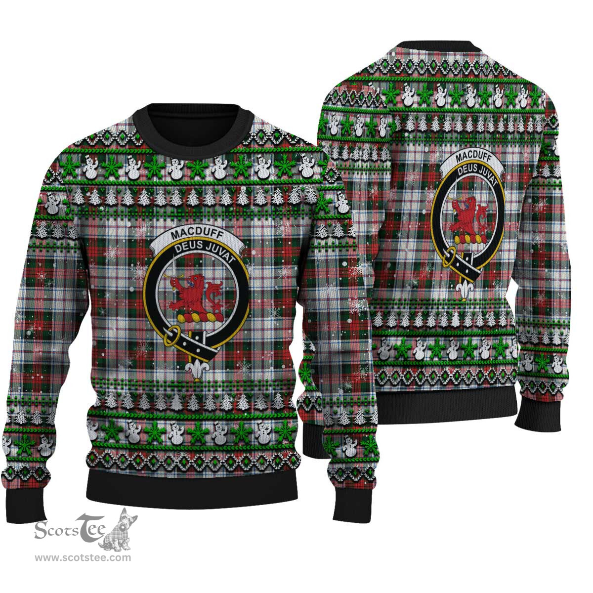 Scottish MacDuff Dress Modern Clan Crest Tartan Ugly Christmas Sweater - Plaid Family Ugly Sweater Scottish Plaid Tartan Plaid - ScotsTee - scotstee.com