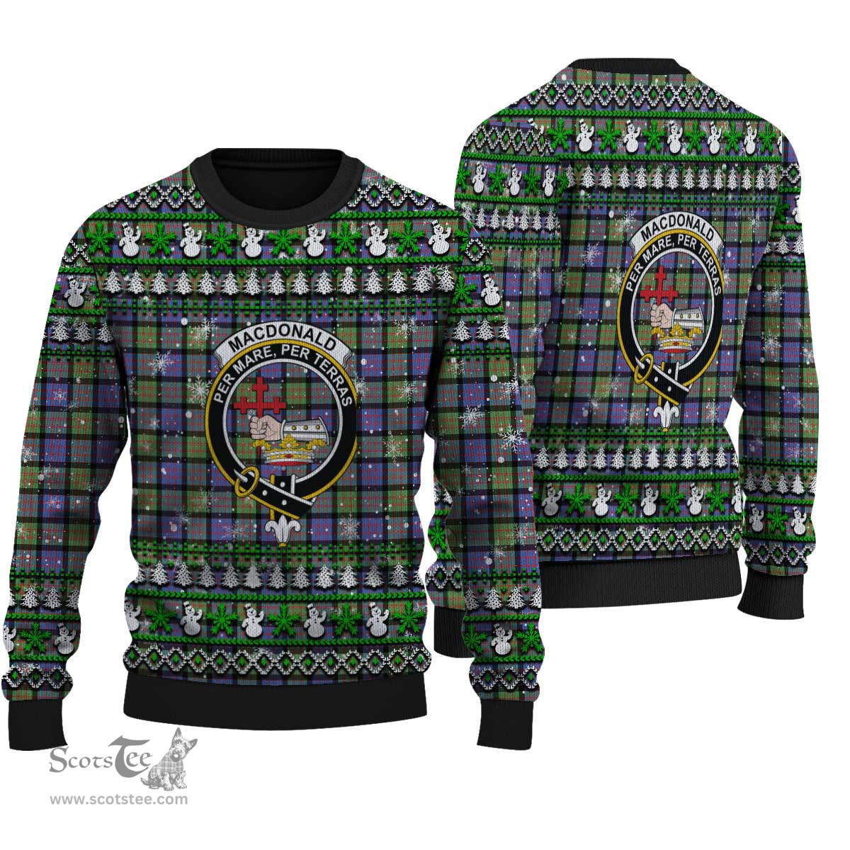 Scottish MacDonald Ancient Clan Crest Tartan Ugly Christmas Sweater - Plaid Family Ugly Sweater Scottish Plaid Tartan Plaid - ScotsTee - scotstee.com