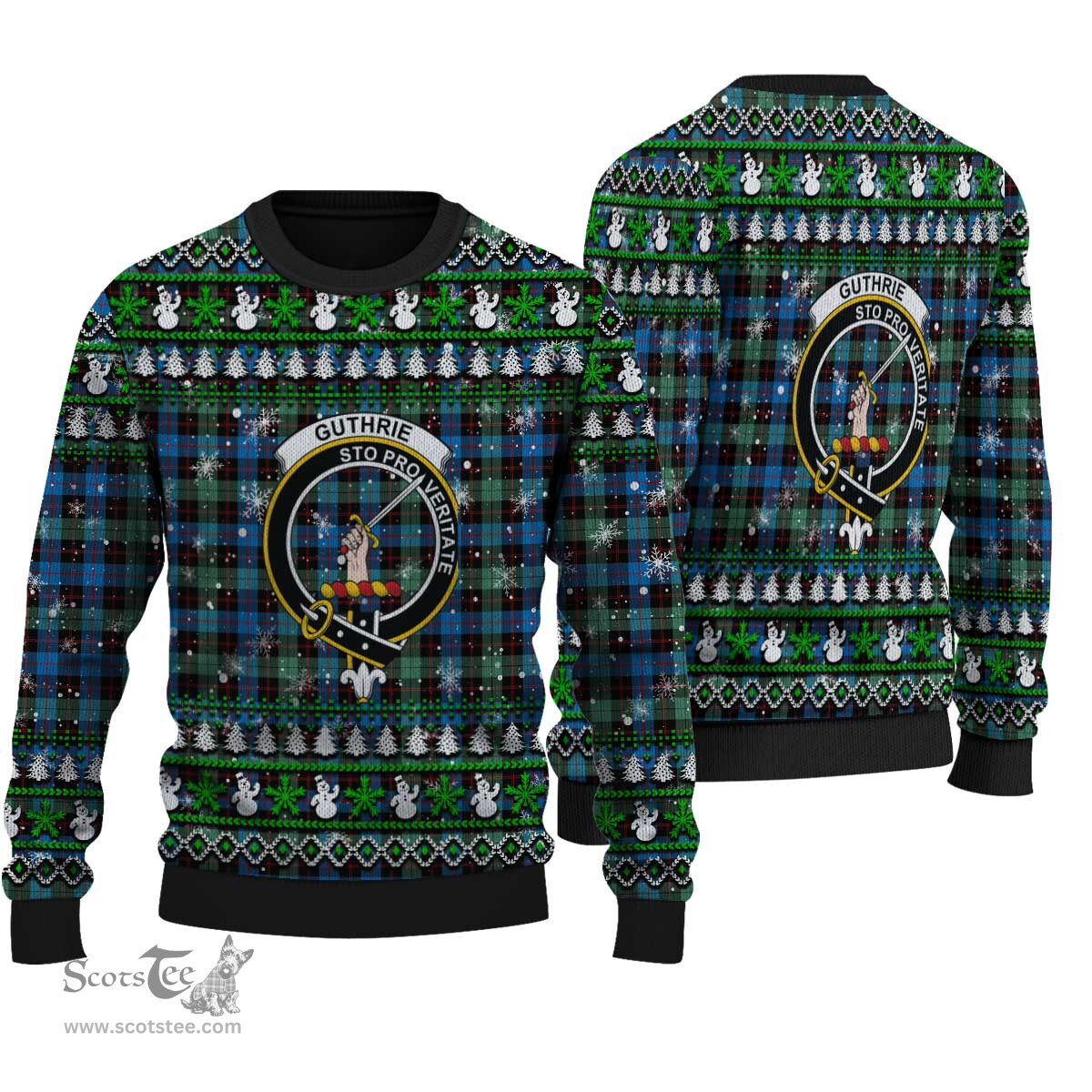 Scottish Guthrie Ancient Clan Crest Tartan Ugly Christmas Sweater - Plaid Family Ugly Sweater Scottish Plaid Tartan Plaid - ScotsTee - scotstee.com