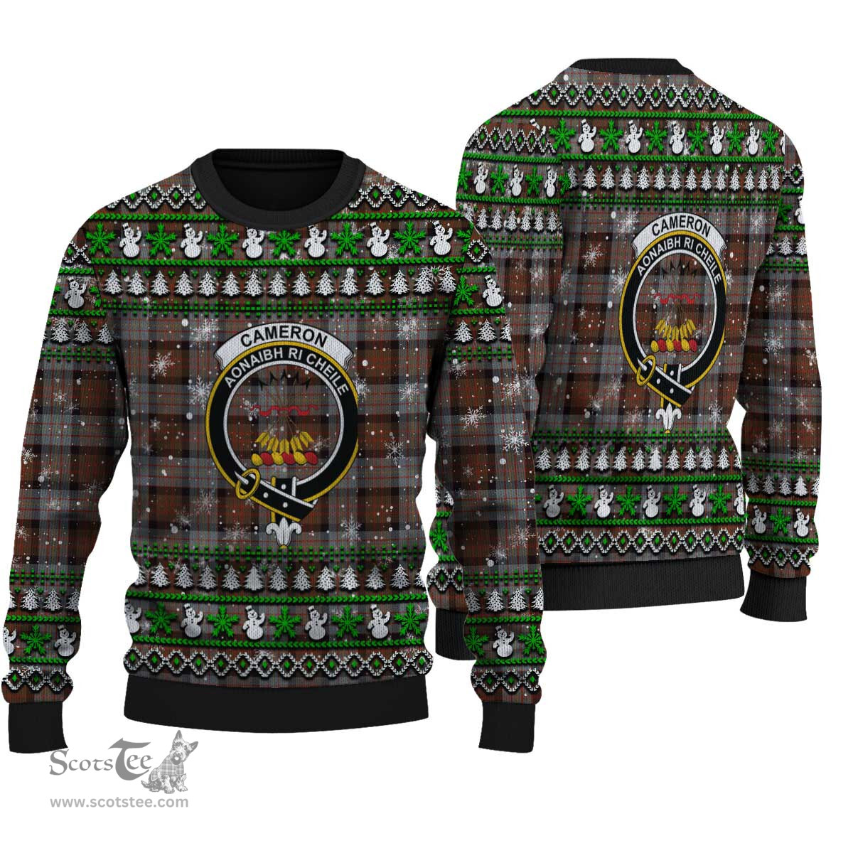 Scottish Cameron of Erracht Weathered Clan Crest Tartan Ugly Christmas Sweater - Plaid Family Ugly Sweater Scottish Plaid Tartan Plaid - ScotsTee - scotstee.com