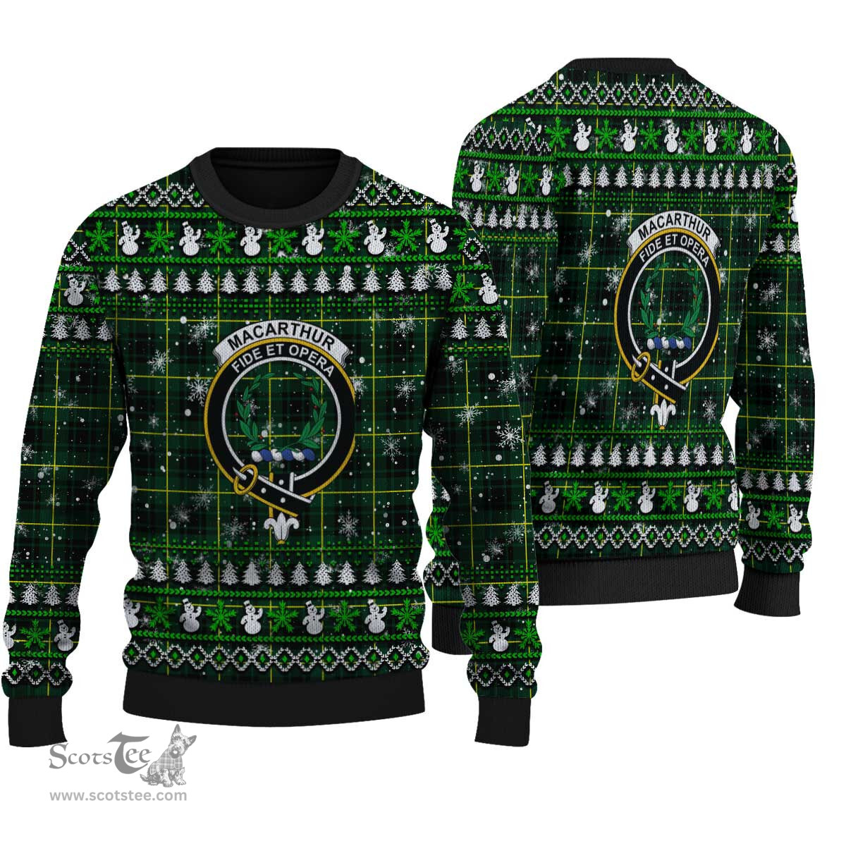 Scottish MacArthur Modern Clan Crest Tartan Ugly Christmas Sweater - Plaid Family Ugly Sweater Scottish Plaid Tartan Plaid - ScotsTee - scotstee.com