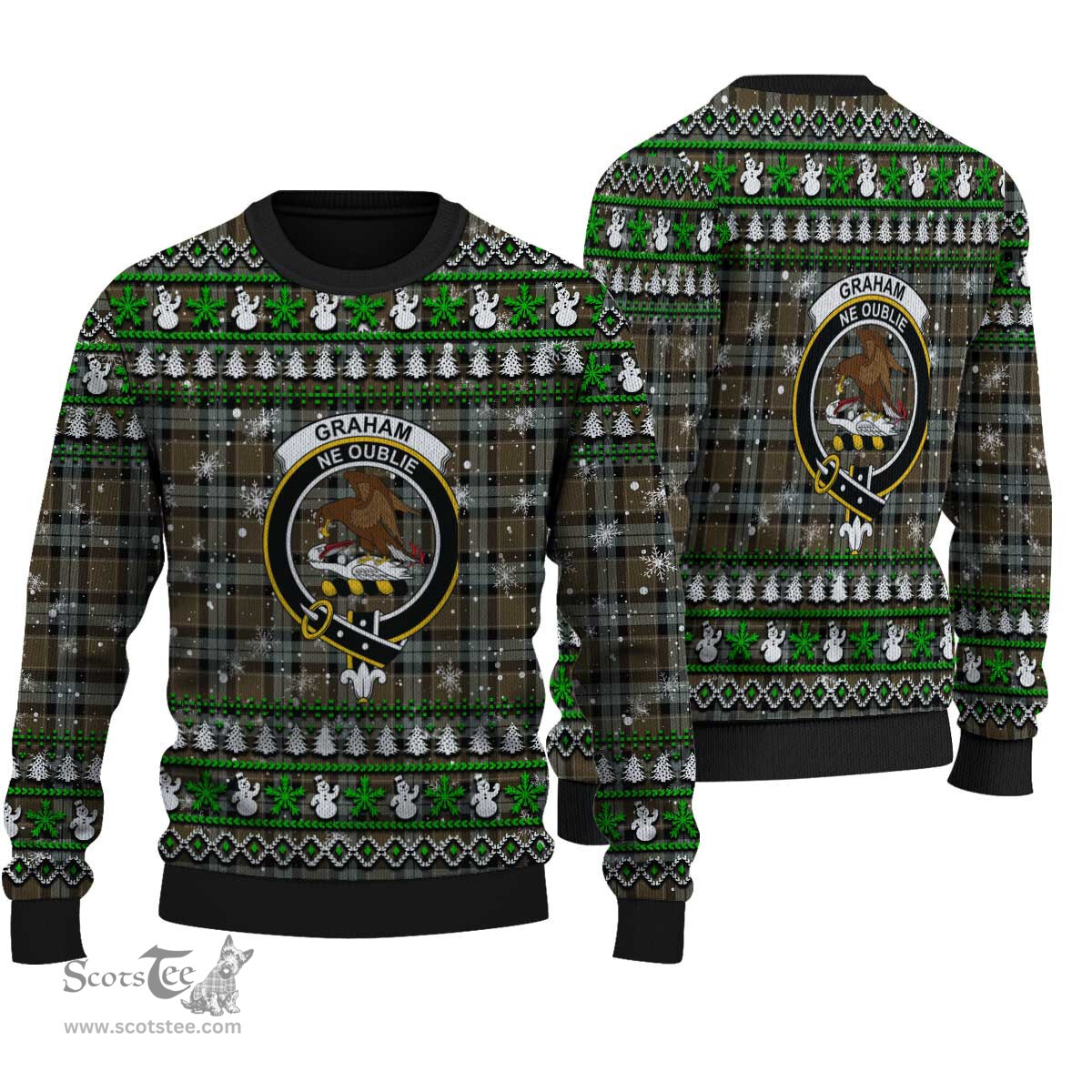 Scottish Graham of Menteith Weathered Clan Crest Tartan Ugly Christmas Sweater - Plaid Family Ugly Sweater Scottish Plaid Tartan Plaid - ScotsTee - scotstee.com