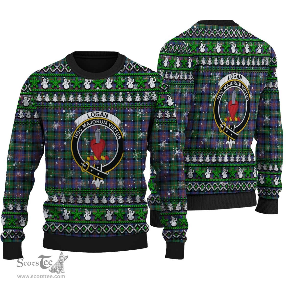 Scottish Logan Ancient Clan Crest Tartan Ugly Christmas Sweater - Plaid Family Ugly Sweater Scottish Plaid Tartan Plaid - ScotsTee - scotstee.com