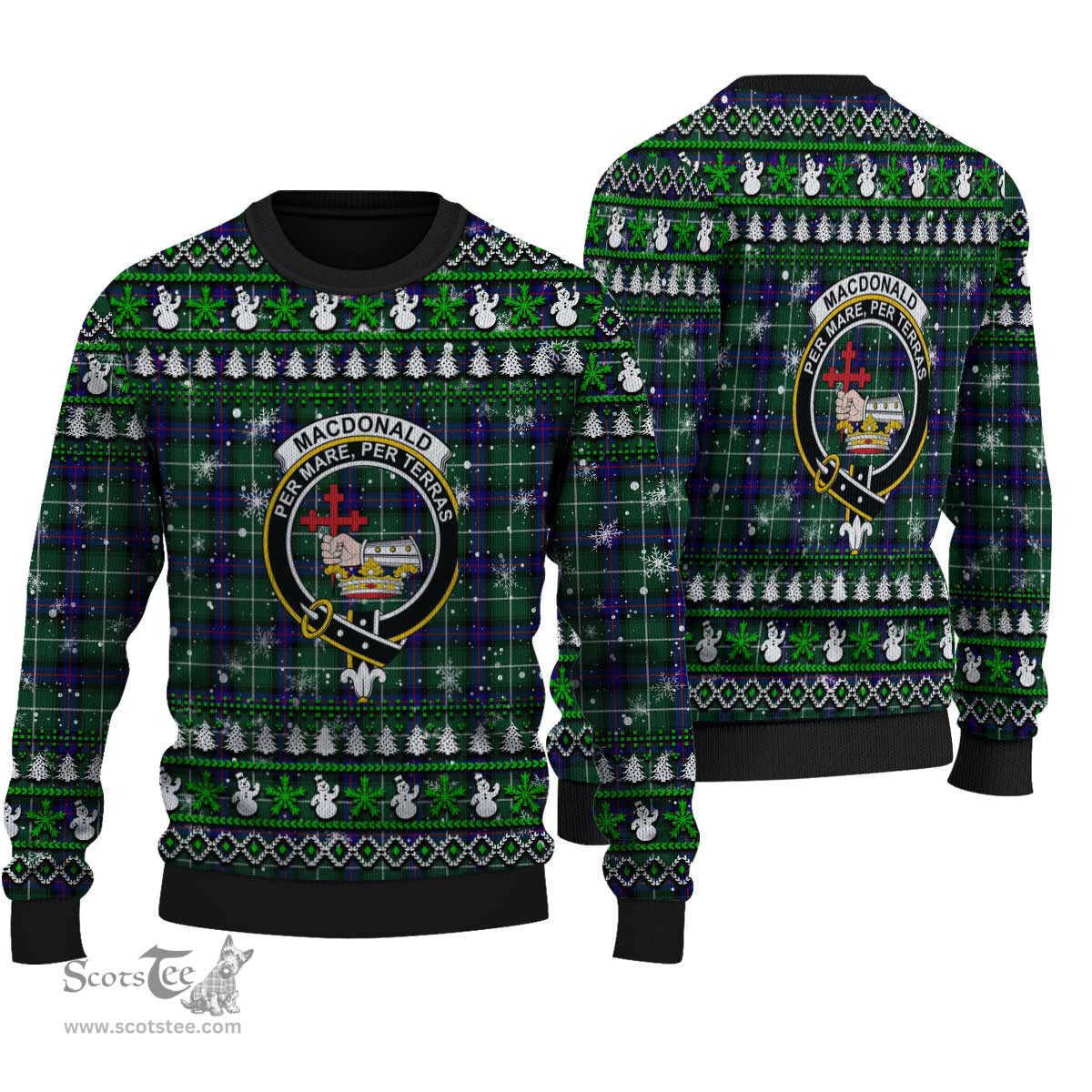 Scottish MacDonald of the Isles Hunting Modern Clan Crest Tartan Ugly Christmas Sweater - Plaid Family Ugly Sweater Scottish Plaid Tartan Plaid - ScotsTee - scotstee.com