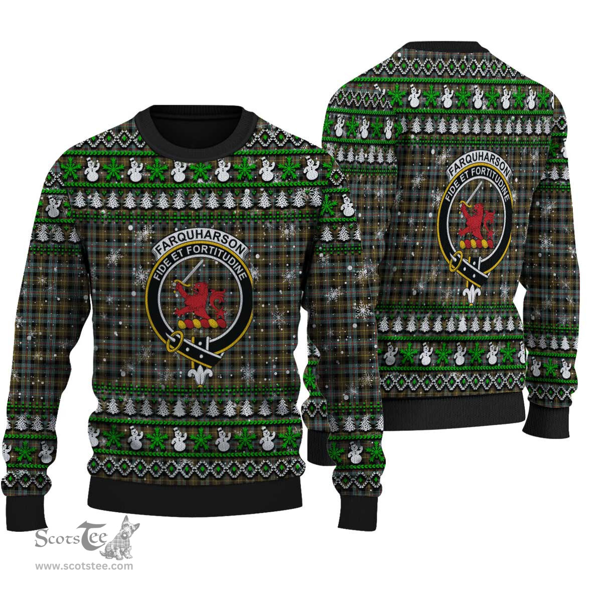 Scottish Farquharson Weathered Clan Crest Tartan Ugly Christmas Sweater - Plaid Family Ugly Sweater Scottish Plaid Tartan Plaid - ScotsTee - scotstee.com