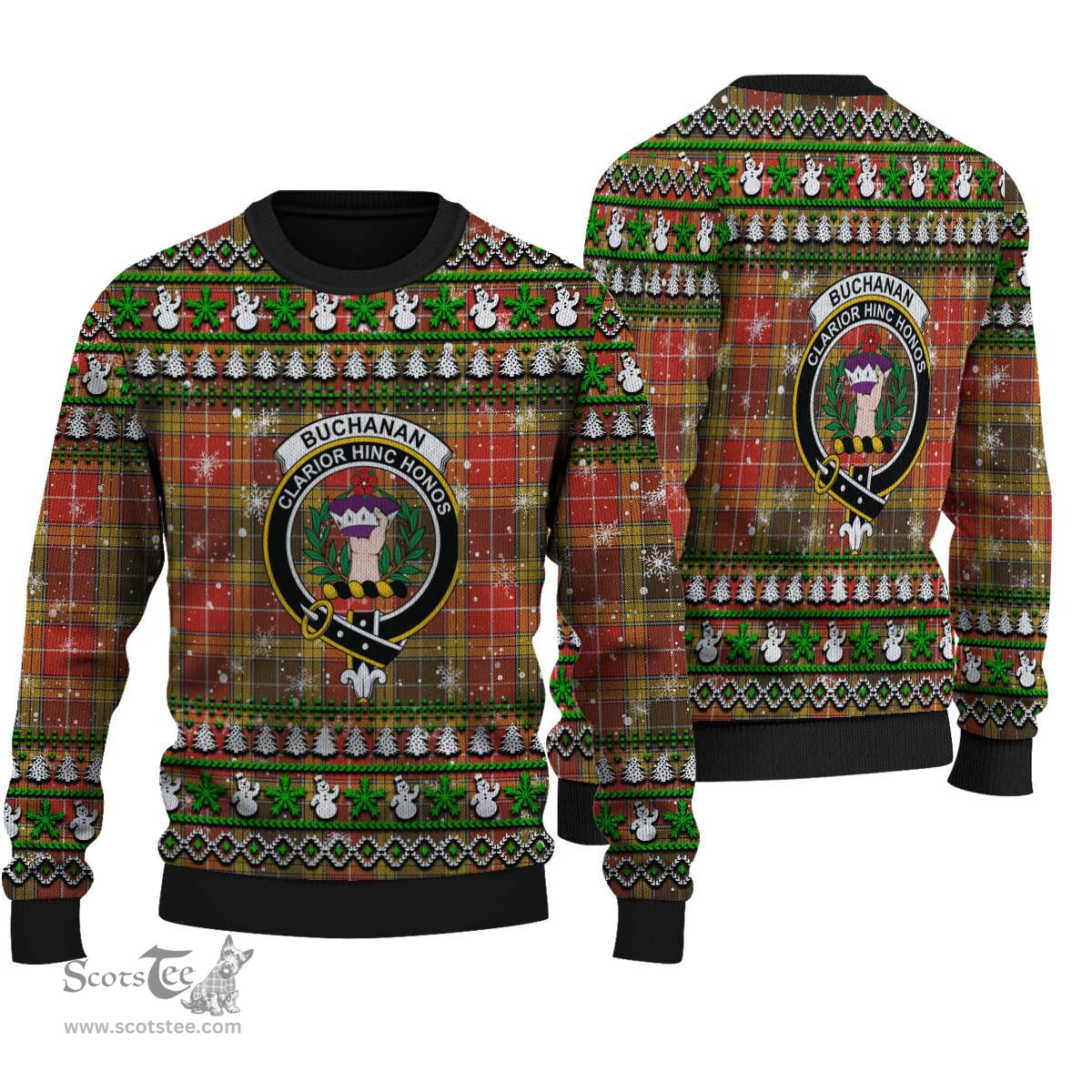 Scottish Buchanan Old Set Weathered Clan Crest Tartan Ugly Christmas Sweater - Plaid Family Ugly Sweater Scottish Plaid Tartan Plaid - ScotsTee - scotstee.com