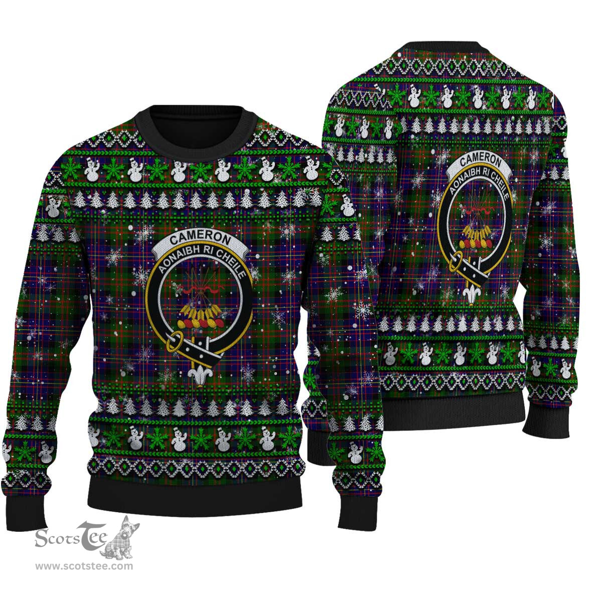 Scottish Cameron of Erracht Modern Clan Crest Tartan Ugly Christmas Sweater - Plaid Family Ugly Sweater Scottish Plaid Tartan Plaid - ScotsTee - scotstee.com