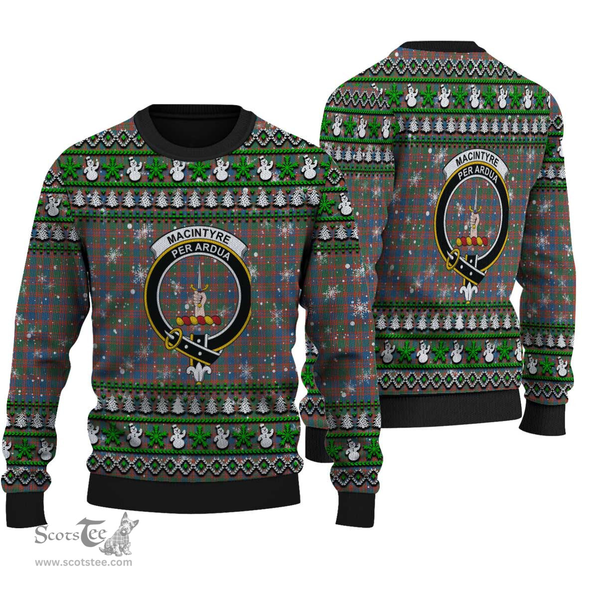 Scottish MacIntyre Ancient Clan Crest Tartan Ugly Christmas Sweater - Plaid Family Ugly Sweater Scottish Plaid Tartan Plaid - ScotsTee - scotstee.com