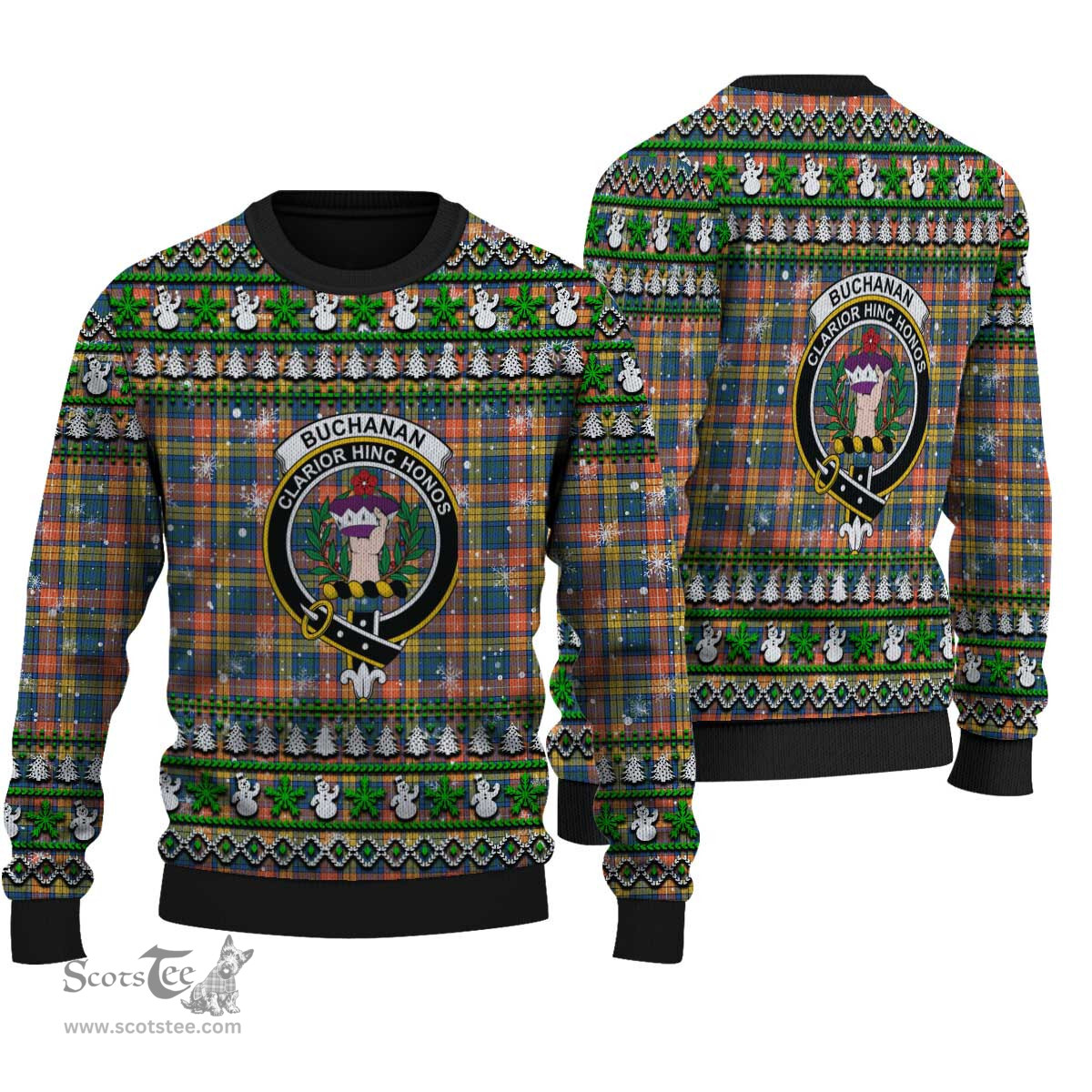 Scottish Buchanan Ancient Clan Crest Tartan Ugly Christmas Sweater - Plaid Family Ugly Sweater Scottish Plaid Tartan Plaid - ScotsTee - scotstee.com