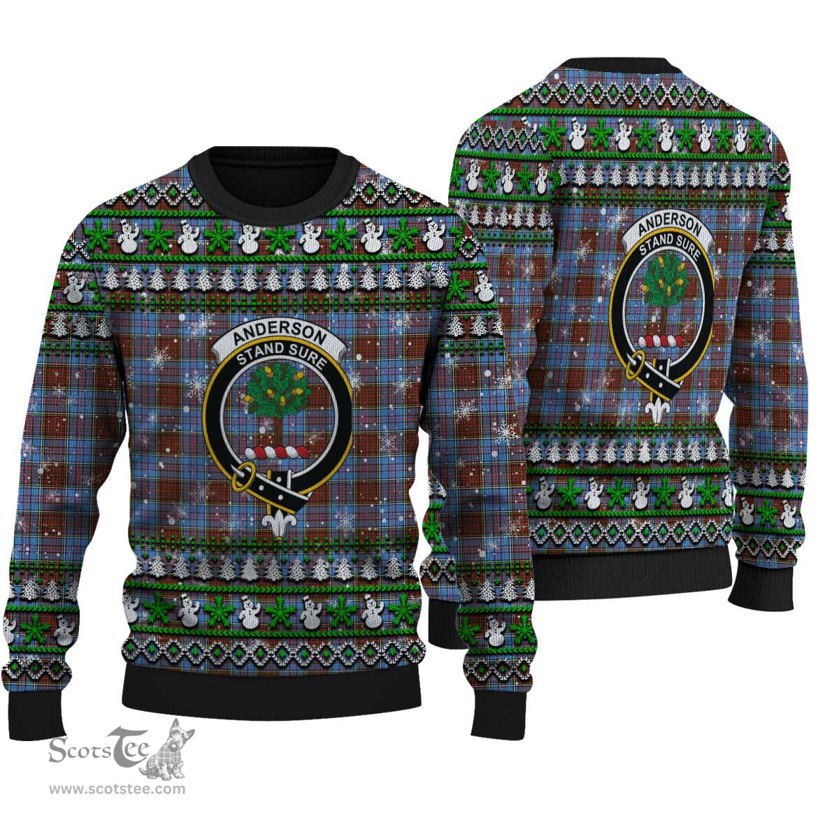Scottish Anderson Modern Clan Crest Tartan Ugly Christmas Sweater - Plaid Family Ugly Sweater Scottish Plaid Tartan Plaid - ScotsTee - scotstee.com