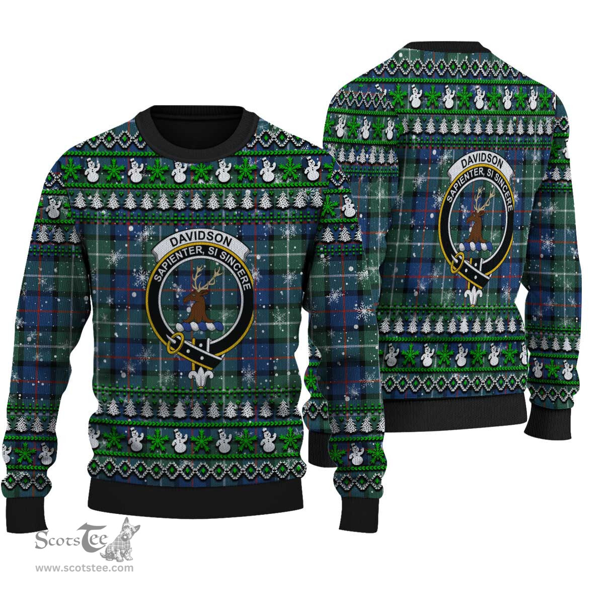 Scottish Davidson of Tulloch Clan Crest Tartan Ugly Christmas Sweater - Plaid Family Ugly Sweater Scottish Plaid Tartan Plaid - ScotsTee - scotstee.com
