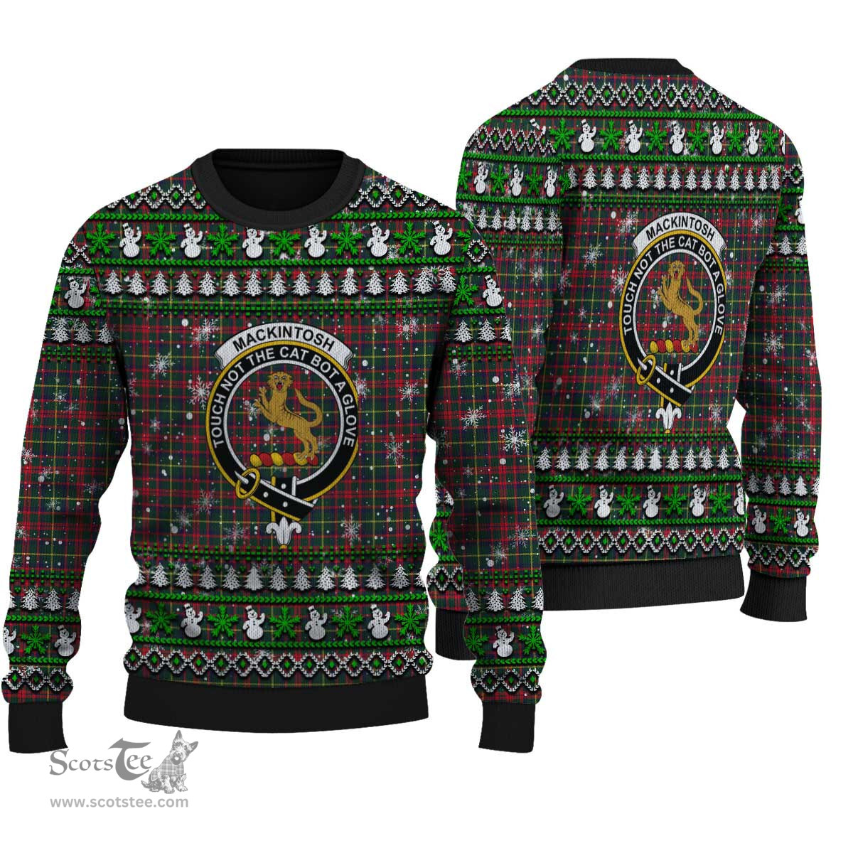Scottish MacKintosh Hunting Modern Clan Crest Tartan Ugly Christmas Sweater - Plaid Family Ugly Sweater Scottish Plaid Tartan Plaid - ScotsTee - scotstee.com