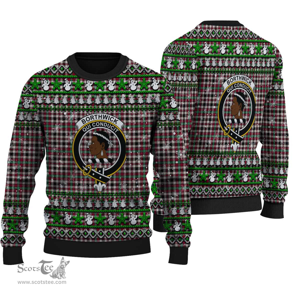 Scottish Borthwick Dress Ancient Clan Crest Tartan Ugly Christmas Sweater - Plaid Family Ugly Sweater Scottish Plaid Tartan Plaid - ScotsTee - scotstee.com