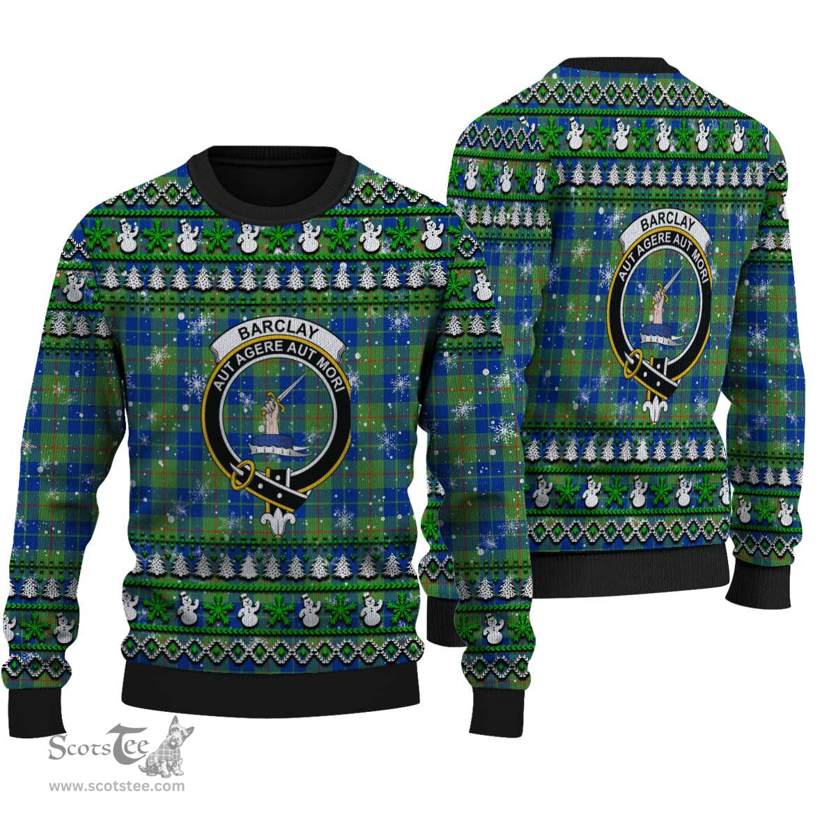 Scottish Barclay Hunting Ancient Clan Crest Tartan Ugly Christmas Sweater - Plaid Family Ugly Sweater Scottish Plaid Tartan Plaid - ScotsTee - scotstee.com