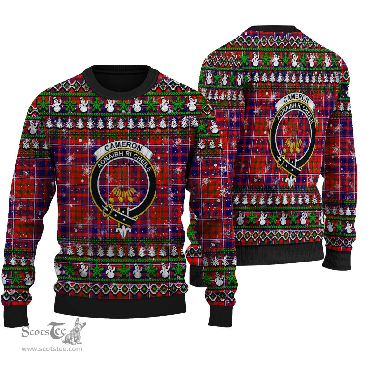 Scottish Cameron of Lochiel Modern Clan Crest Tartan Ugly Christmas Sweater - Plaid Family Ugly Sweater Scottish Plaid Tartan Plaid - ScotsTee - scotstee.com
