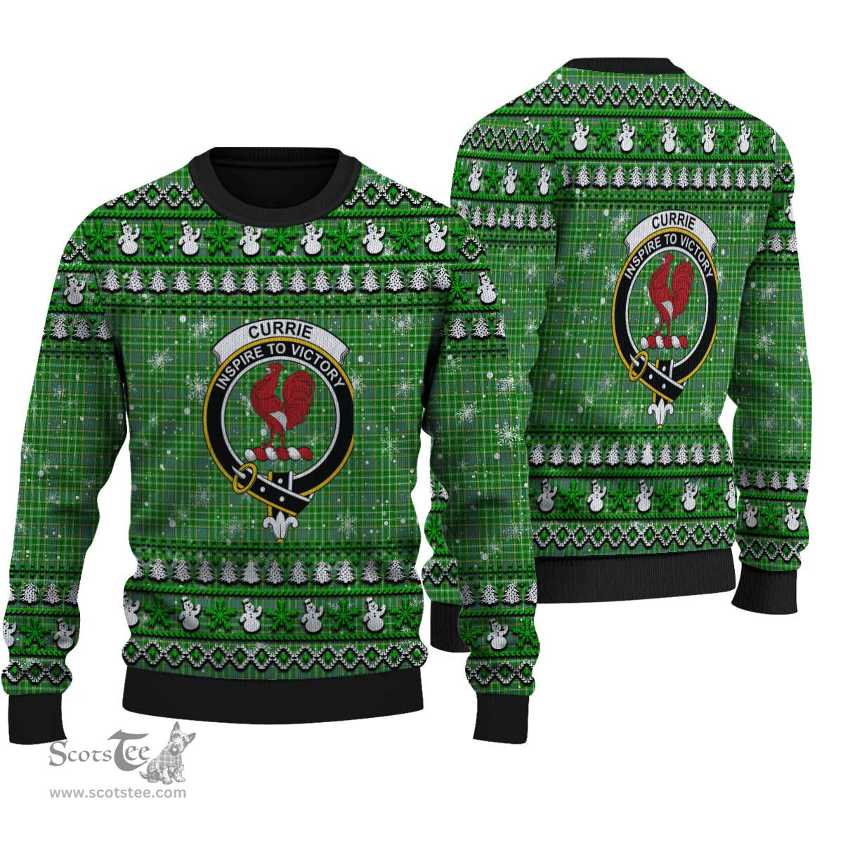 Scottish Currie Clan Crest Tartan Ugly Christmas Sweater - Plaid Family Ugly Sweater Scottish Plaid Tartan Plaid - ScotsTee - scotstee.com
