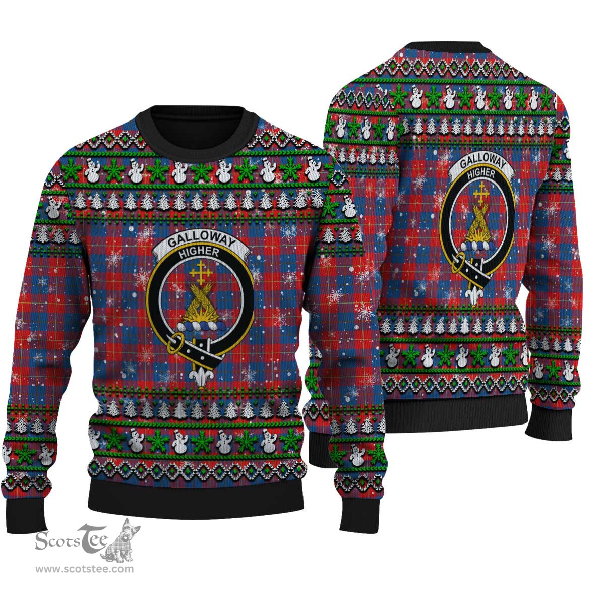 Scottish Galloway Red Clan Crest Tartan Ugly Christmas Sweater - Plaid Family Ugly Sweater Scottish Plaid Tartan Plaid - ScotsTee - scotstee.com