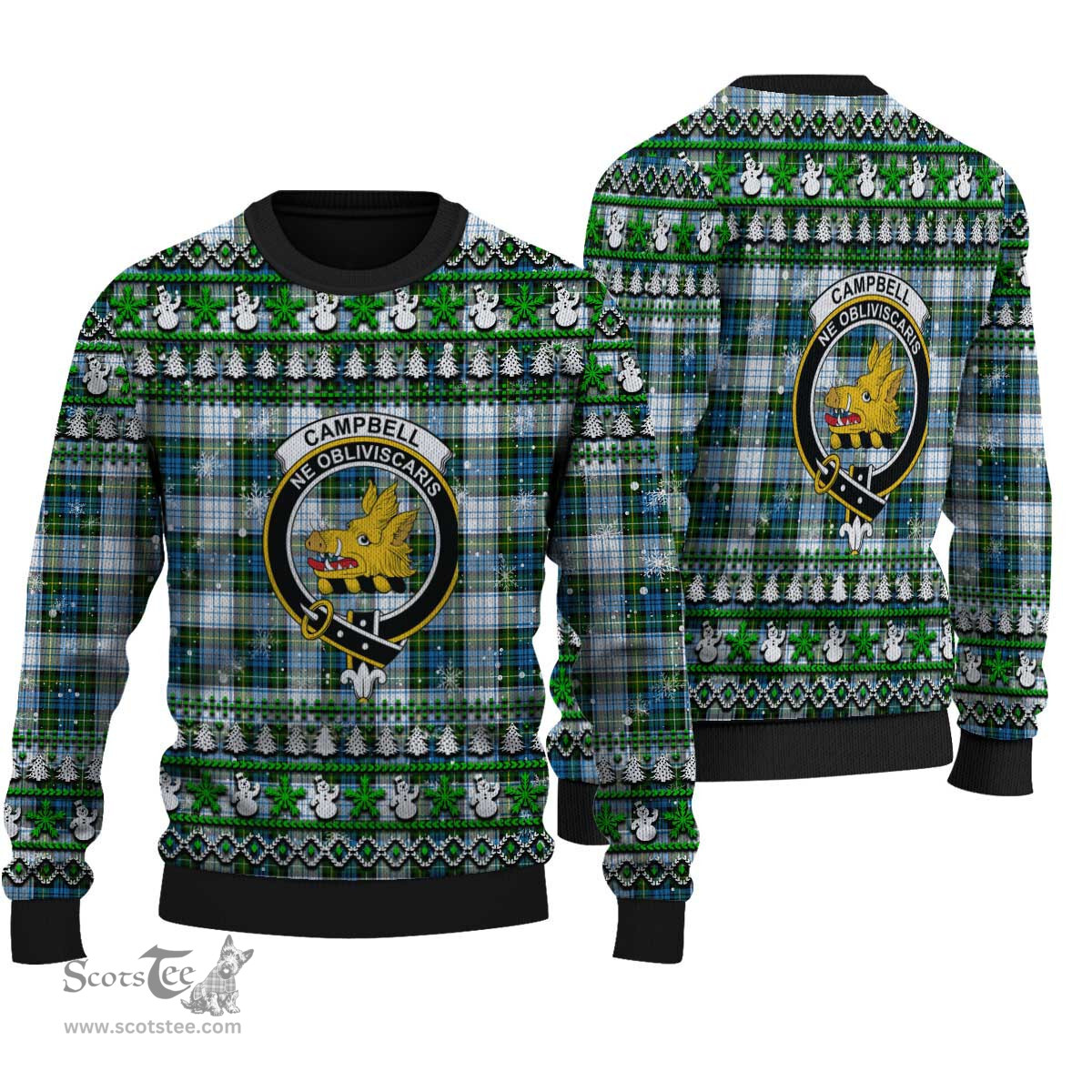 Scottish Campbell Dress Clan Crest Tartan Ugly Christmas Sweater - Plaid Family Ugly Sweater Scottish Plaid Tartan Plaid - ScotsTee - scotstee.com