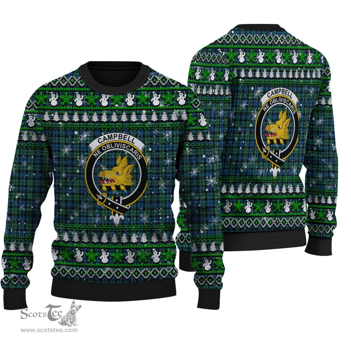 Scottish Campbell Ancient 02 Clan Crest Tartan Ugly Christmas Sweater - Plaid Family Ugly Sweater Scottish Plaid Tartan Plaid - ScotsTee - scotstee.com
