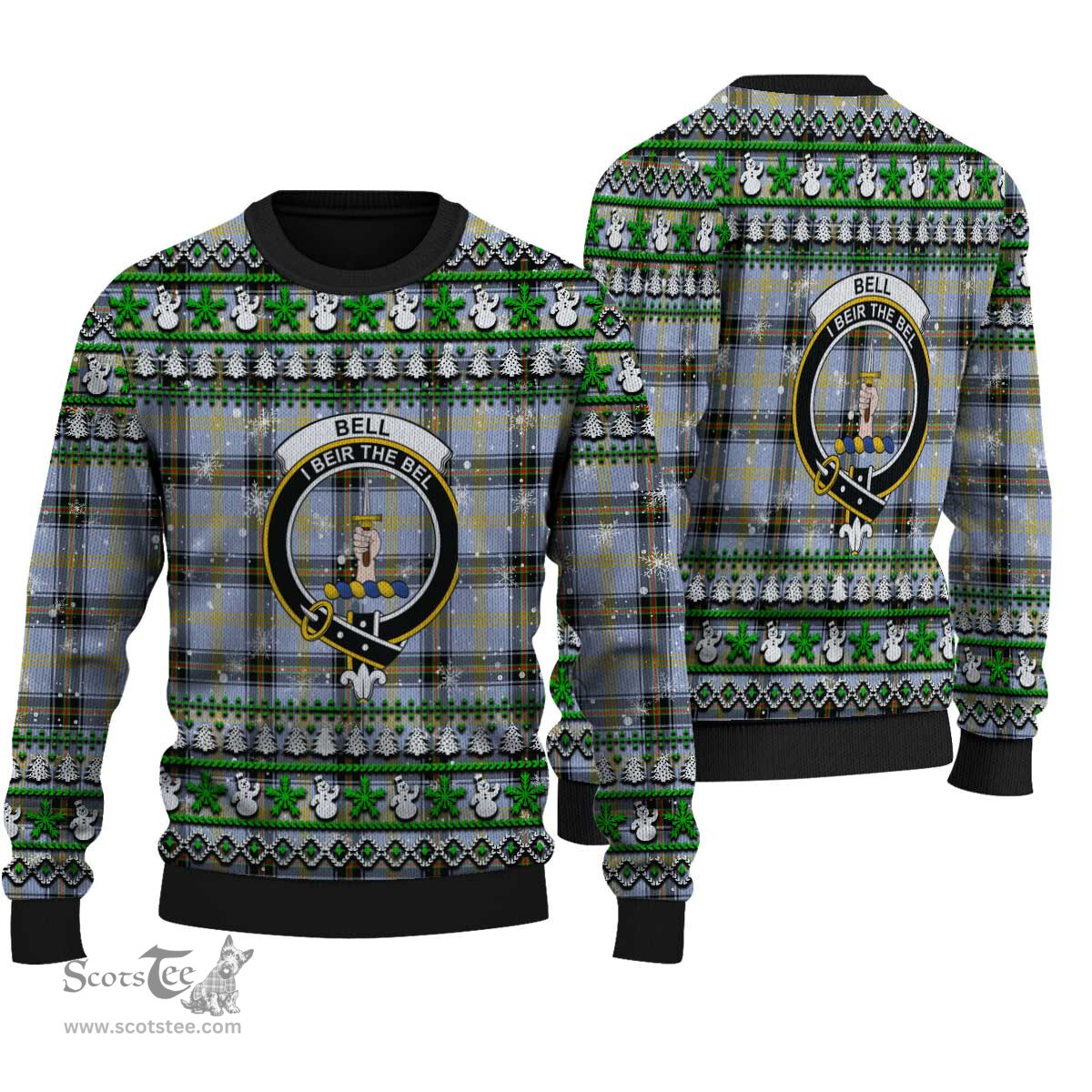 Scottish Bell of the Borders Clan Crest Tartan Ugly Christmas Sweater - Plaid Family Ugly Sweater Scottish Plaid Tartan Plaid - ScotsTee - scotstee.com