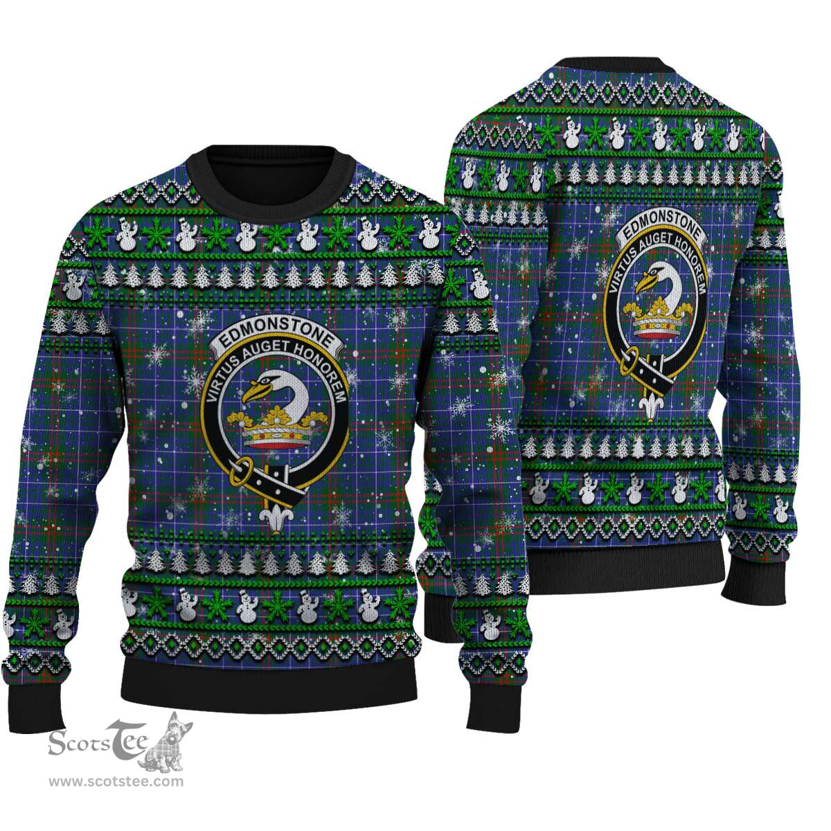 Scottish Edmonstone Clan Crest Tartan Ugly Christmas Sweater - Plaid Family Ugly Sweater Scottish Plaid Tartan Plaid - ScotsTee - scotstee.com