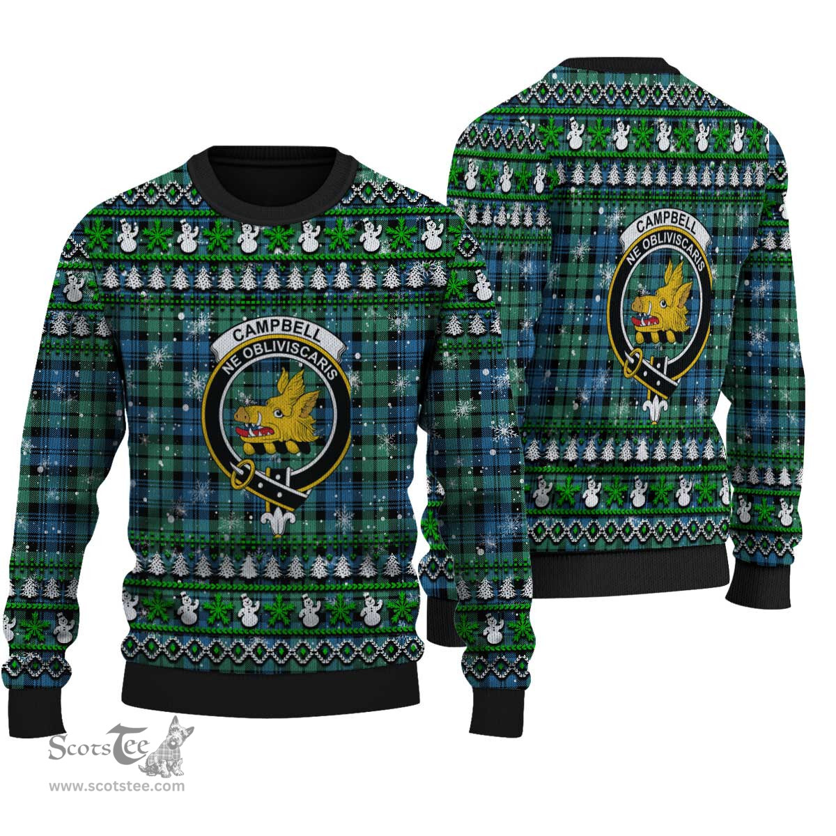 Scottish Campbell Ancient 01 Clan Crest Tartan Ugly Christmas Sweater - Plaid Family Ugly Sweater Scottish Plaid Tartan Plaid - ScotsTee - scotstee.com