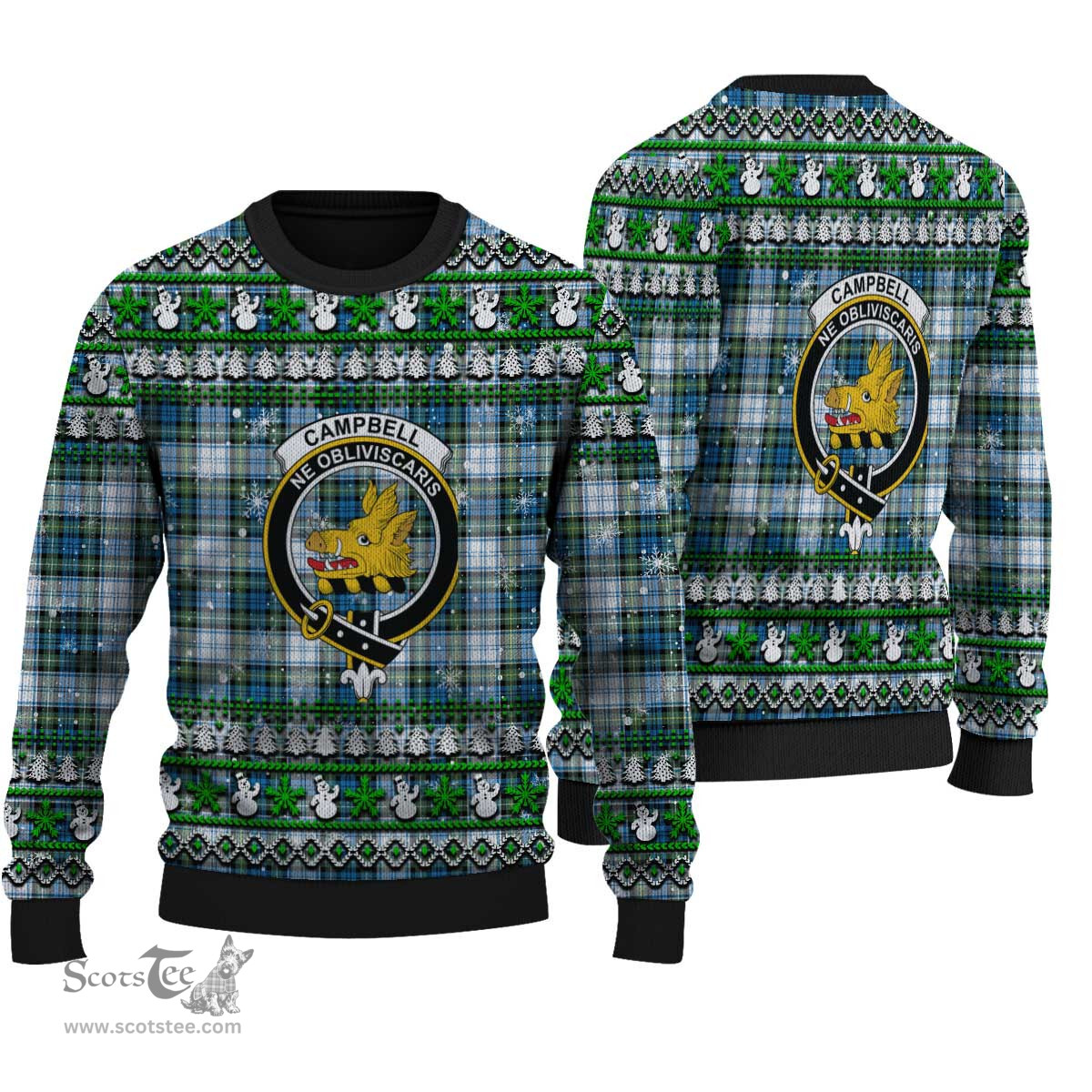 Scottish Campbell Dress Ancient Clan Crest Tartan Ugly Christmas Sweater - Plaid Family Ugly Sweater Scottish Plaid Tartan Plaid - ScotsTee - scotstee.com