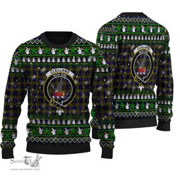Scottish Clelland Modern Clan Crest Tartan Ugly Christmas Sweater - Plaid Family Ugly Sweater Scottish Plaid Tartan Plaid - ScotsTee - scotstee.com