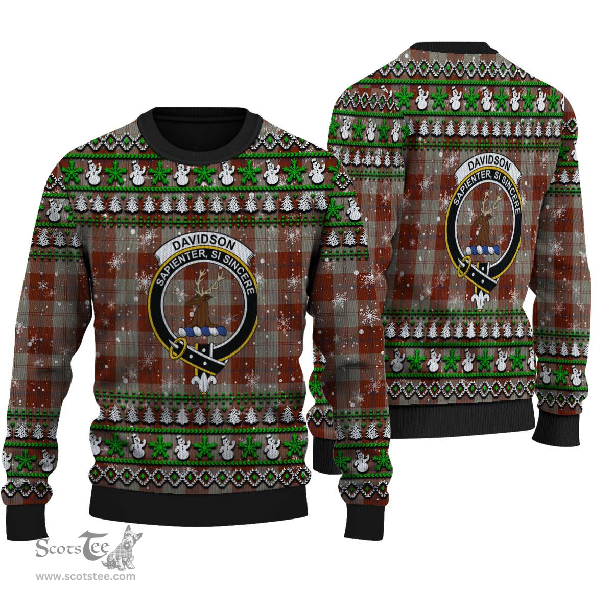 Scottish Davidson Dress Dancers Clan Crest Tartan Ugly Christmas Sweater - Plaid Family Ugly Sweater Scottish Plaid Tartan Plaid - ScotsTee - scotstee.com