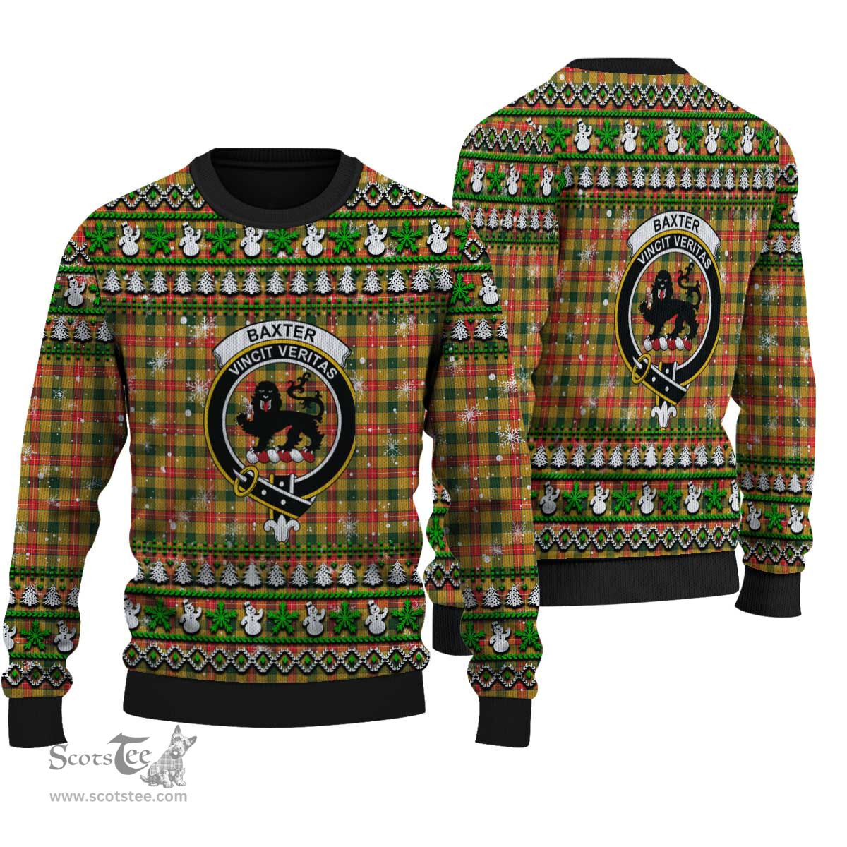 Scottish Baxter Clan Crest Tartan Ugly Christmas Sweater - Plaid Family Ugly Sweater Scottish Plaid Tartan Plaid - ScotsTee - scotstee.com
