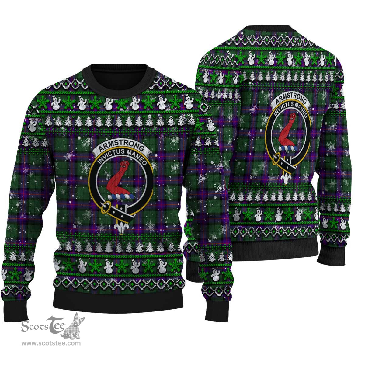 Scottish Armstrong Modern Clan Crest Tartan Ugly Christmas Sweater - Plaid Family Ugly Sweater Scottish Plaid Tartan Plaid - ScotsTee - scotstee.com