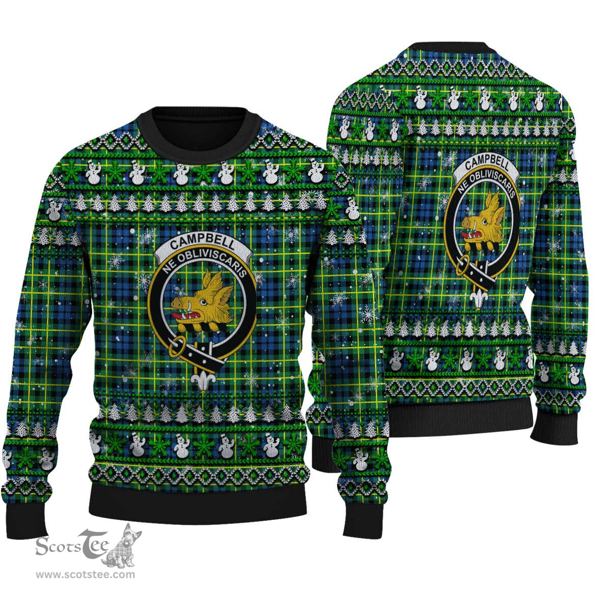 Scottish Campbell of Breadalbane Ancient Clan Crest Tartan Ugly Christmas Sweater - Plaid Family Ugly Sweater Scottish Plaid Tartan Plaid - ScotsTee - scotstee.com