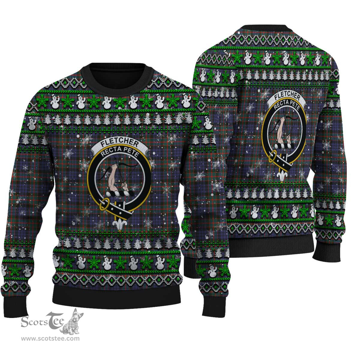 Scottish Fletcher of Dunans Clan Crest Tartan Ugly Christmas Sweater - Plaid Family Ugly Sweater Scottish Plaid Tartan Plaid - ScotsTee - scotstee.com