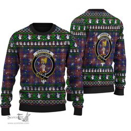 Scottish Chisholm Hunting Modern Clan Crest Tartan Ugly Christmas Sweater - Plaid Family Ugly Sweater Scottish Plaid Tartan Plaid - ScotsTee - scotstee.com