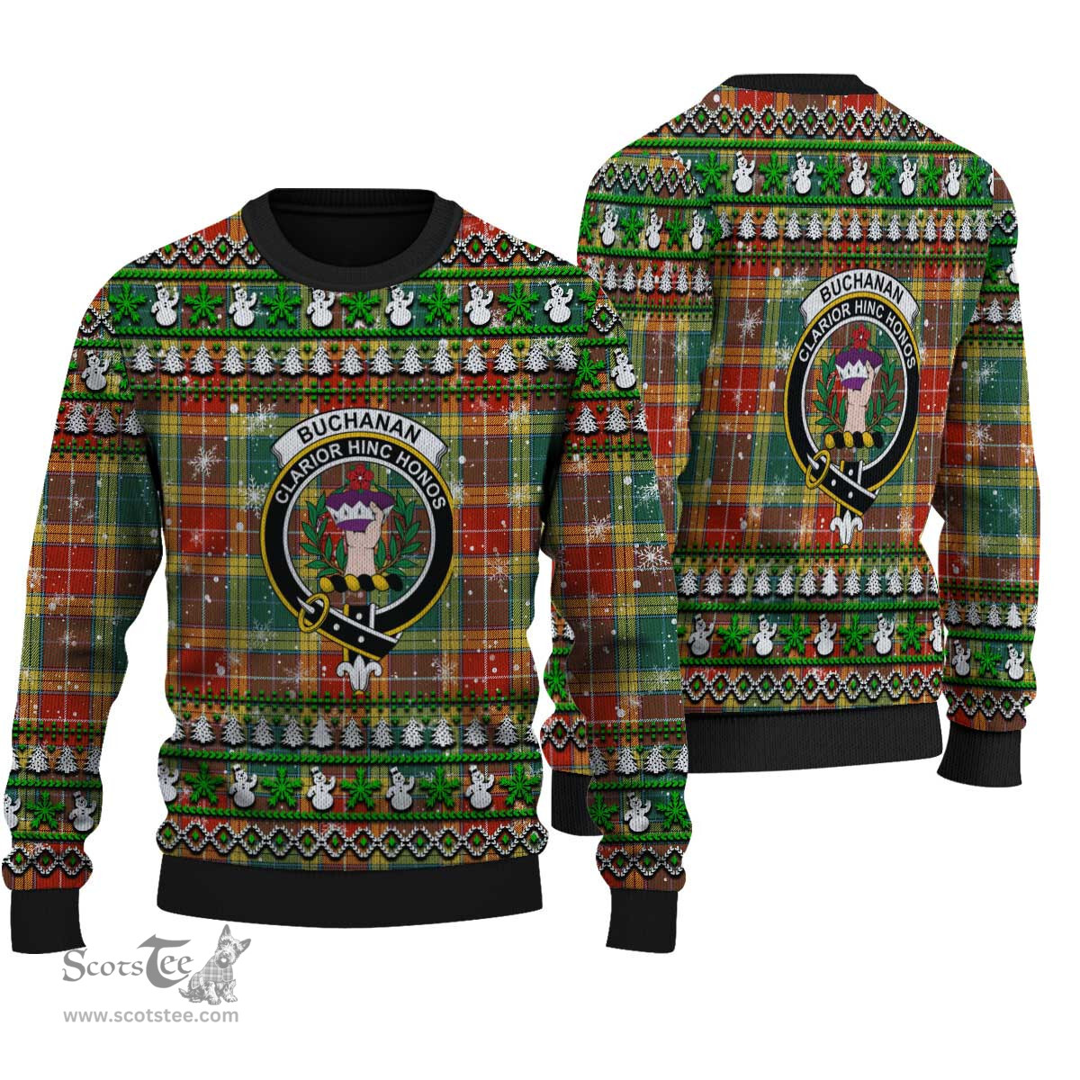 Scottish Buchanan Old Sett Clan Crest Tartan Ugly Christmas Sweater - Plaid Family Ugly Sweater Scottish Plaid Tartan Plaid - ScotsTee - scotstee.com