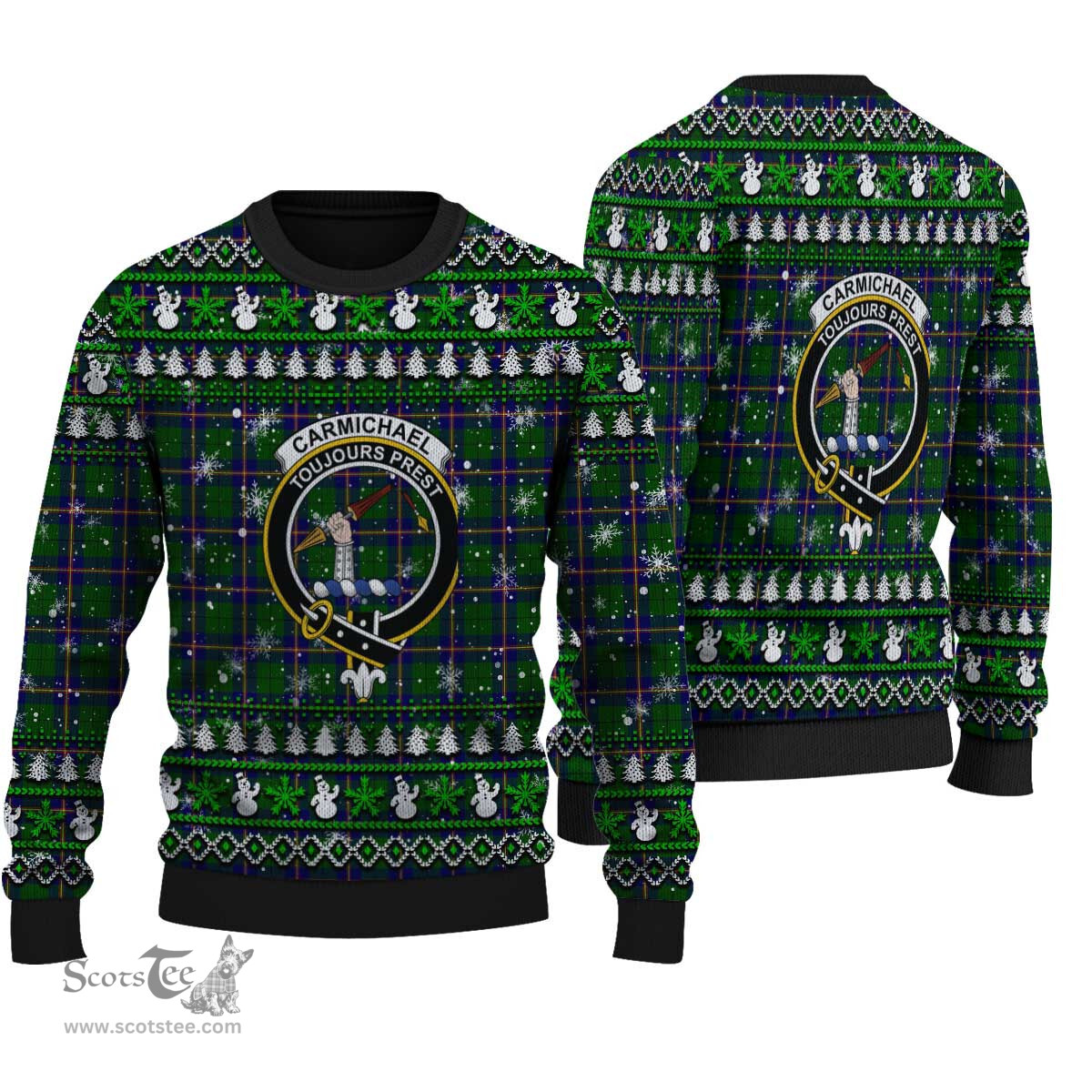Scottish Carmichael Modern Clan Crest Tartan Ugly Christmas Sweater - Plaid Family Ugly Sweater Scottish Plaid Tartan Plaid - ScotsTee - scotstee.com