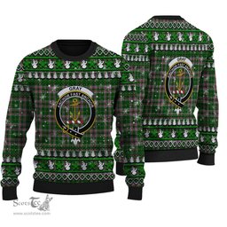 Scottish Gray Hunting Clan Crest Tartan Ugly Christmas Sweater - Plaid Family Ugly Sweater Scottish Plaid Tartan Plaid - ScotsTee - scotstee.com