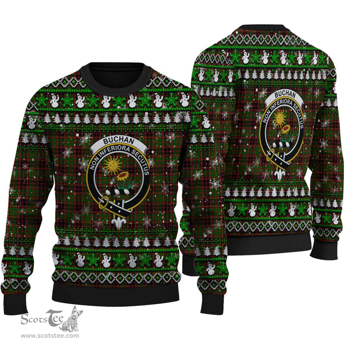 Scottish Buchan Modern Clan Crest Tartan Ugly Christmas Sweater - Plaid Family Ugly Sweater Scottish Plaid Tartan Plaid - ScotsTee - scotstee.com