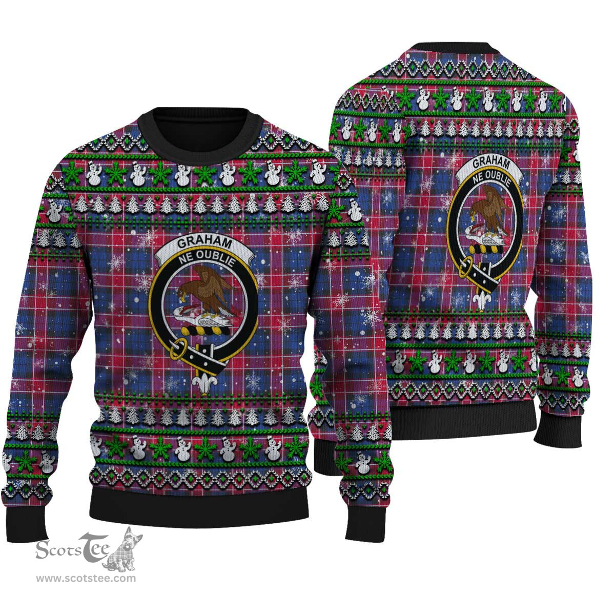 Scottish Graham of Menteith Red Clan Crest Tartan Ugly Christmas Sweater - Plaid Family Ugly Sweater Scottish Plaid Tartan Plaid - ScotsTee - scotstee.com