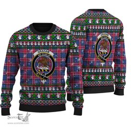 Scottish Graham of Menteith Red Clan Crest Tartan Ugly Christmas Sweater - Plaid Family Ugly Sweater Scottish Plaid Tartan Plaid - ScotsTee - scotstee.com