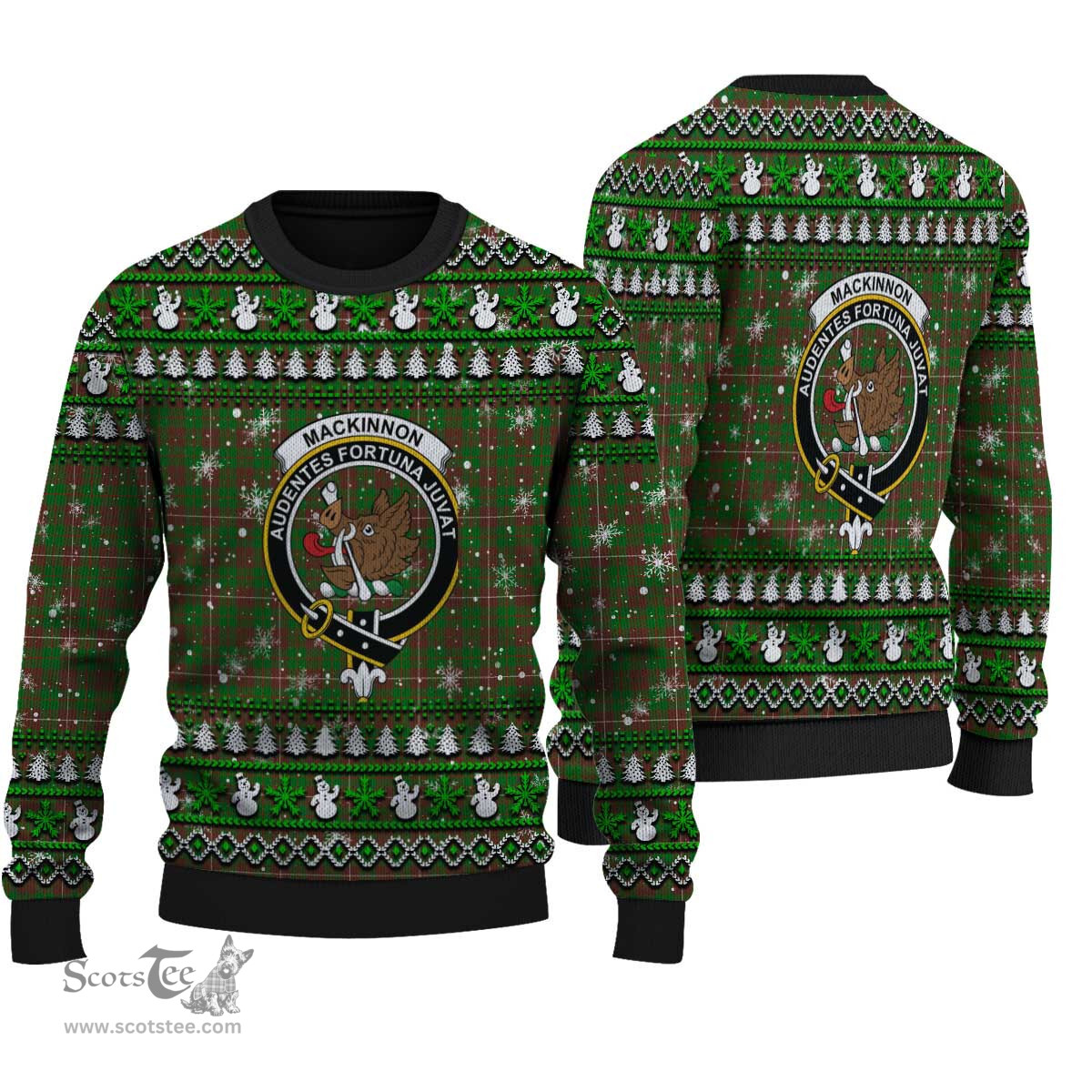 Scottish MacKinnon Hunting Modern Clan Crest Tartan Ugly Christmas Sweater - Plaid Family Ugly Sweater Scottish Plaid Tartan Plaid - ScotsTee - scotstee.com