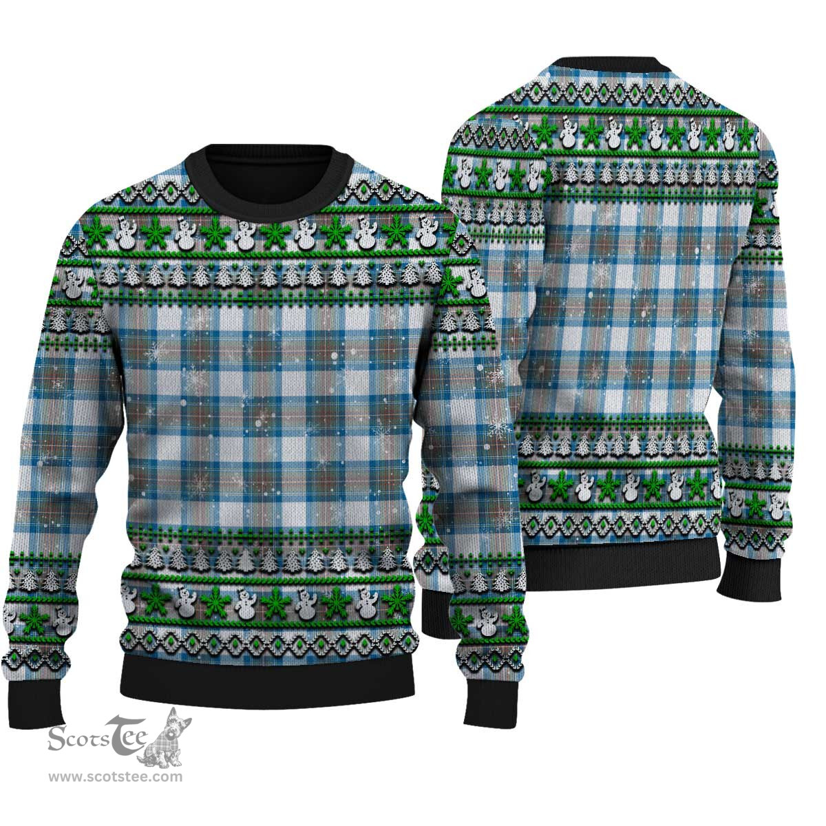 Scottish Stewart Muted Blue Clan Tartan Ugly Christmas Sweater - Plaid Family Ugly Sweater Scottish Plaid Tartan Plaid - ScotsTee - scotstee.com
