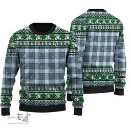 Scottish Stewart Muted Blue Clan Tartan Ugly Christmas Sweater - Plaid Family Ugly Sweater Scottish Plaid Tartan Plaid - ScotsTee - scotstee.com