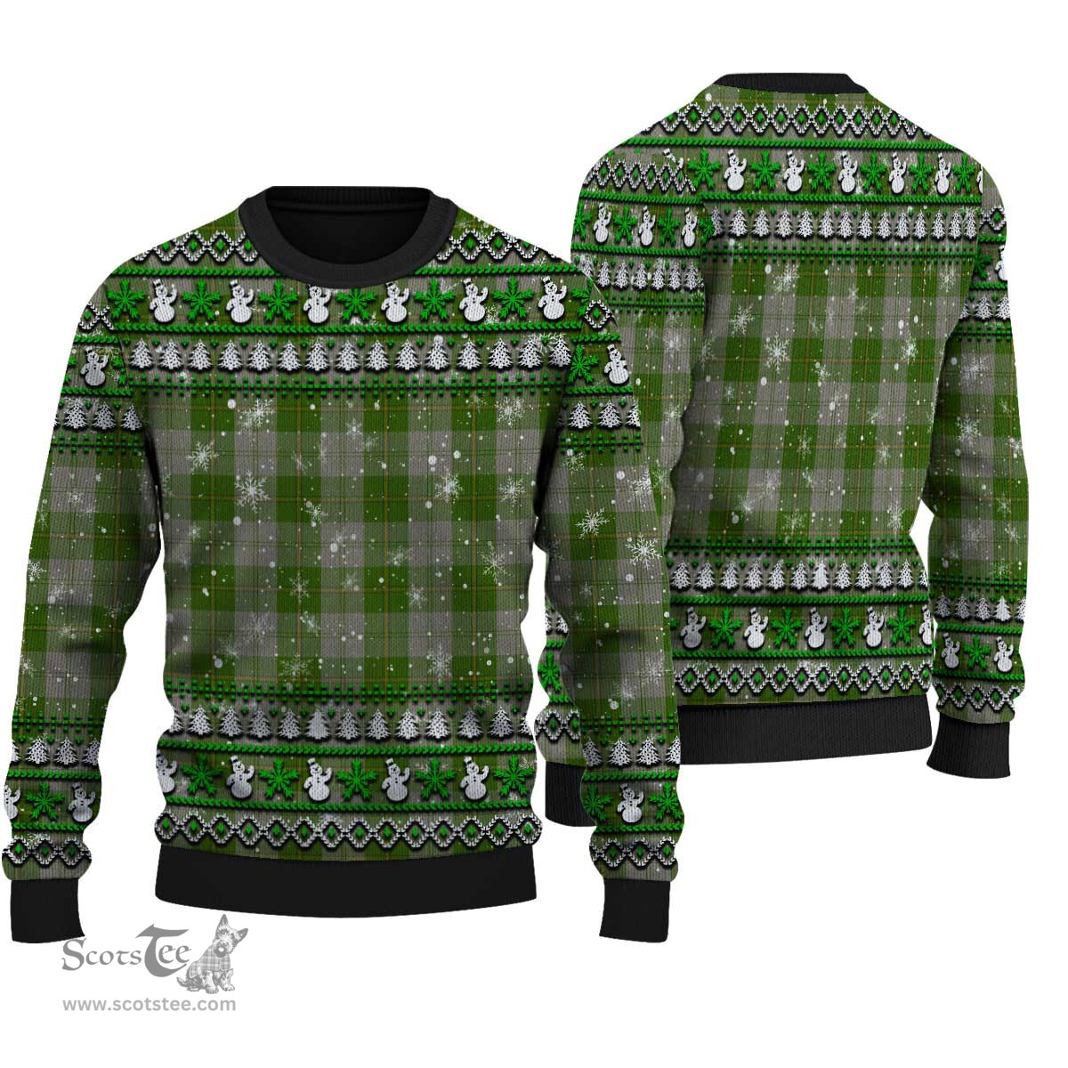 Scottish Cunningham Dress Green Dancers Clan Tartan Ugly Christmas Sweater - Plaid Family Ugly Sweater Scottish Plaid Tartan Plaid - ScotsTee - scotstee.com