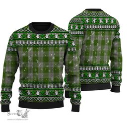 Scottish Cunningham Dress Green Dancers Clan Tartan Ugly Christmas Sweater - Plaid Family Ugly Sweater Scottish Plaid Tartan Plaid - ScotsTee - scotstee.com